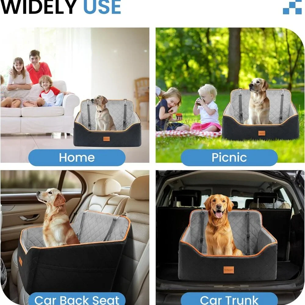 Dog Car Seat for Medium Dogs - Pet Car Seat with 2 Safety Straps